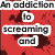 six with red backgrounds and dark splatters, displaying text about consequences of pig squealing