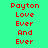 Four display red pixelated text 'Payton Love Ever And Ever' on distinct solid backgrounds with no visible animation