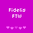 Pixelated text 'Fidelis FTW' on a solid purple background with five pink heart symbols below, displayed in two identical side-by-side