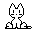 Pixelated white cat-like creature in various poses on gray background, including sitting upright, leaning, sleeping with 'Zz' symbols, and startled with lines around head.