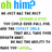 Green and blue pixelated text 'oh hlm' appears above a grid of gray, green, and blue pixel blocks on a white background.