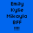 A static image displays a of names and text on blue background with green highlighted sections