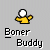 Pixelated icon of a figure with white head and yellow body in multiple poses, labeled "Boner Buddy" below each instance.