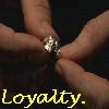 Four- shows hands holding a ring, two people kissing, and text overlays reading Loyalty, Friendship, Always, Love