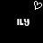 Pixelated white heart symbol above two identical pixelated 'ILY' text blocks on black background.