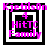 Four identical square frames with black and white concentric borders display pink text reading 'KjetlsOn', '4', 'HitTC', and 'Family' in a pixelated style.