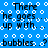Blue background with white bubbles and repeated black text reading 'There he goes. up with. bubbles.' in pixelated font.