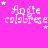 Pixelated text 'Angie catalase' in white with small stars on a bright pink background, arranged in three of four repeated units