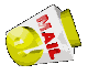 A yellow 'e' symbol on a white background with red 'MAIL' text, rotating through multiple angles against a gray backdrop.