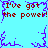 Pixelated blue background with red text and purple lightning effects, repeating 'I've got the power! the power!' in two