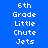 Blue background with white pixelated text reading '6th Grade Little Chute Jets' in two identical vertical