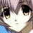 A 48x48 pixel buddy icon featuring a close-up of an anime-style character's face on the left and text elements on a black background on the right, displayed as part of a contact sheet with two frames.