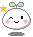 Two pixel-art characters with white rounded bodies, pink cheeks, black eyes, and green antennae; left character has a yellow star, right has a closed mouth.
