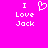 Pixelated text and heart symbol on bright pink background, with identical left and right sections showing 'I Love Jack' and a heart icon.