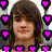 A pixelated image of a person with brown hair and purple heart-shaped icons surrounding the frame, with red text reading "PAT KIRCH" on a black background.