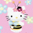 A 48x48 pixel Hello Kitty icon in a pink floral background with blue and yellow flowers, wearing a bee costume with striped black-and-yellow body and antennae topped with orange dots, next to "Anime IM" text on a black background.