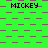 Green background with pink square patterns and repeated 'MICKEY' text in black pixelated font across the image.