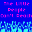 Pixelated blue background with pink text reading 'The Little People Can't Reach' repeated twice, and cyan pixel art figures at the bottom.