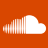 White cloud-shaped icon with vertical sound wave bars on left side, set against solid orange background.