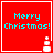 Red square icon with cyan text 'Merry Christmas!' and a white snowman graphic in the bottom-right corner.