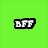 Four distinct text-based buddy icons arranged in a , each with a solid background color and pixelated text