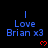 Blue text reading "I Love Brian x3" with red heart symbols on a black background, arranged in a pattern