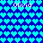 Pixelated blue heart pattern with four instances of the name "Olivia" in white text across two