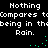 Pixelated text repeats 'Nothing Compares to being in the Rain.' with green dots animating as raindrops on a black background.