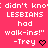 A static image with a bright pink background displaying repeated text in white pixelated font, each instance ending with different symbols.