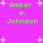 Pixelated green text on bright pink background with white star shapes, displaying 'Amber e. Johnson' in four identical arrangements.