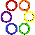multicolored hollow circles on a gray background with no visible text or animation