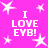 Bright pink background with white pixelated stars and repeated text "I LOVE EYB!" in bold white letters.