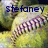 A baseball with visible stitching appears in a , overlaid with blue text reading 'Stefaney', 'Indiana Force', and '#14'