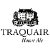Pixelated grayscale icon featuring a stylized vehicle-like shape above the text "TRAQUAIR" with smaller illegible characters below, all on white background.