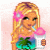 Pixelated cartoon girl with long blonde hair holding a milkshake, next to a peach heart containing text.
