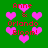 Green background with pink hearts and red text reading "Anne & Orlando Bloom!" in pixelated style.