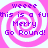 Pixelated pink and white spiral background with purple text reading "weee this is a fu Merry Go Round!" in four identical quadrants.