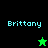 Pixelated text 'Brittany' appears in cyan on black and green backgrounds with a green star and black star icon changing positions.