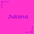 A static image with a bright pink background featuring repeated purple text "Juliana" and small star-shaped icons