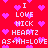 Red background with pink pixelated hearts and repeated white text reading "I LOVE NICK HEARTZ AS+NH=LOVE" in a pattern