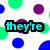 Pixelated text on a white background with green, blue, and purple polka dots; the right side shows a gray rectangle replacing part of the image.