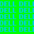 A static image with repeating blue 'DELL' text on a bright green background, featuring horizontal pink bars over some letters.