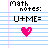 Pixel art of math notes on lined paper with three heart icons in pink, purple, and blue colors.