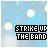 A static icon with a light blue background featuring white cloud shapes and the text "STRIKE UP THE BAND" in black block letters.