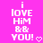 Pixelated text on bright pink background reads 'i love Him & & YOU!' with a small heart symbol to the right of the exclamation mark.