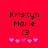 Red background displays black text 'Kristyn Marie' with '<3' symbol and five pink hearts, where the hearts shift position between frames.