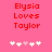 Red pixelated text "Elysia Loves Taylor" on pink background with white and light pink heart icons below, two variations of heart positions.