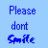 Blue background with blue text reading 'Please dont Smile I dont wanna fall again' where 'Smile', 'again', and parts of other words change from blue to yellow across observations.