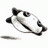 Pixelated grayscale image of a panda-like creature with black ears and eye patches, lying on its side with a small horizontal blur beneath it.