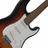 Pixelated image of a sunburst-finish electric guitar with white pickguard, red text reading LOVE, THAT, GUITAR, LICK on black background.